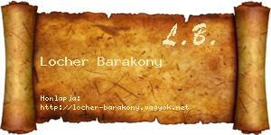 Locher Barakony névjegykártya